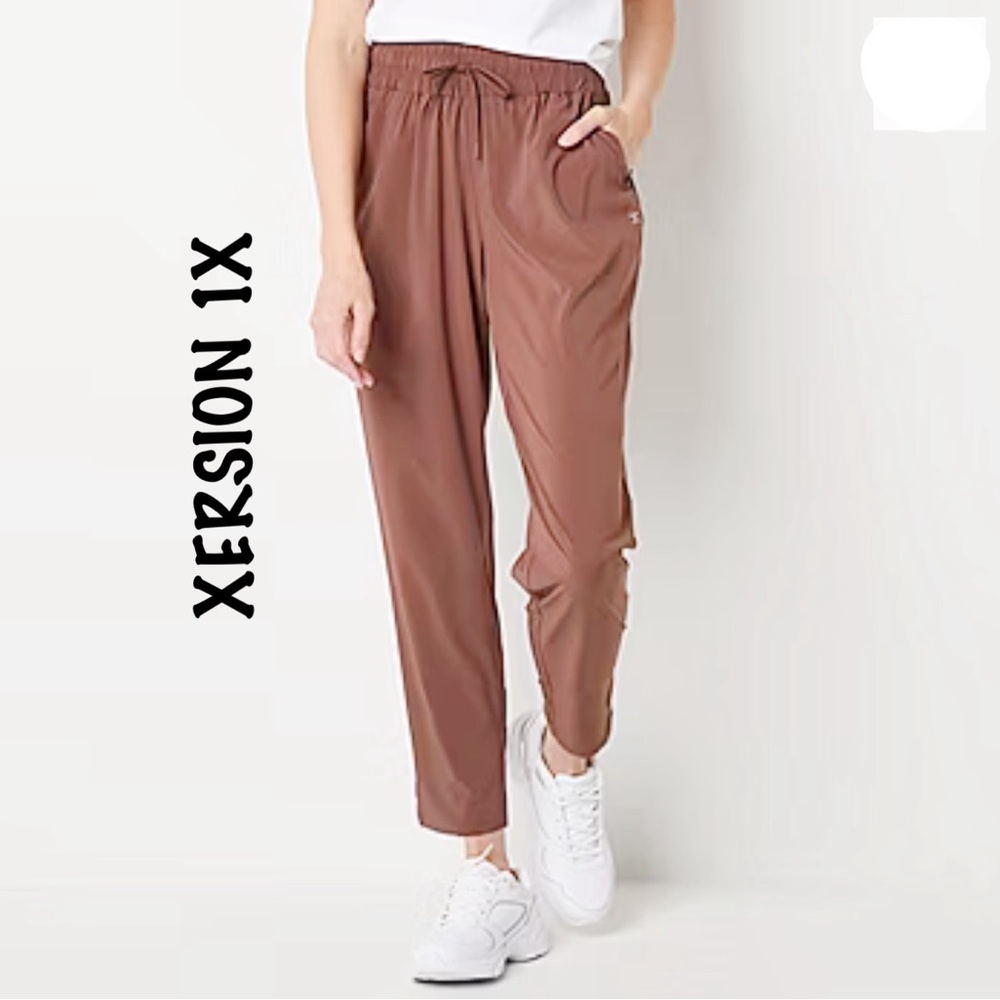 Xersion Plus Size Tapered Brown Pants with Pockets 1X NWT